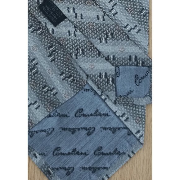 CORNELIANI Gray Striped Geometric Silk Tie ITALY 57"/ 3.7" EC - Picture 3 of 4